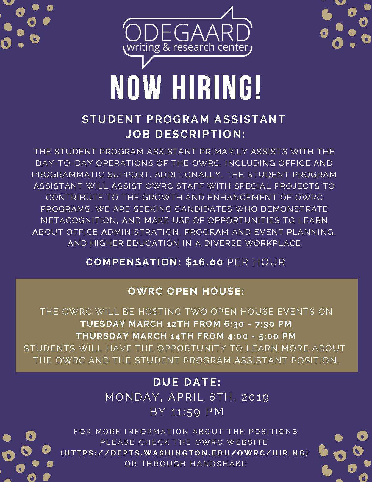 OWC student program assistant
