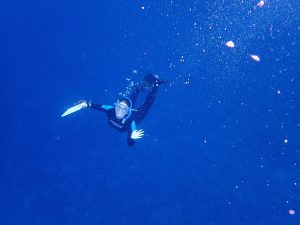 Carolyn Kounellas snorkeling underwater