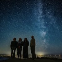 Student star gazing