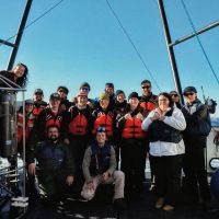 Group photo on research vessel