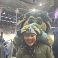 At a Seattle Kraken hockey game, I had the opportunity to meet Buoy, the mascot.