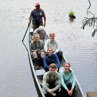 Group in boat