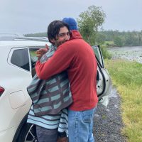 Post dive hug