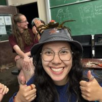 Experiment crab on head at Friday Harbor Labs