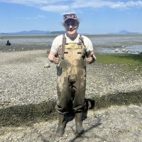 Person with overall wadders