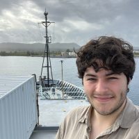 On the deck of the R/V Thomas G. Thompson for the oceanography senior thesis cruise in Guam.